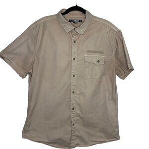 William Rast Tan Button Up Short Sleeve Causal Shirt Sz XL SPOT